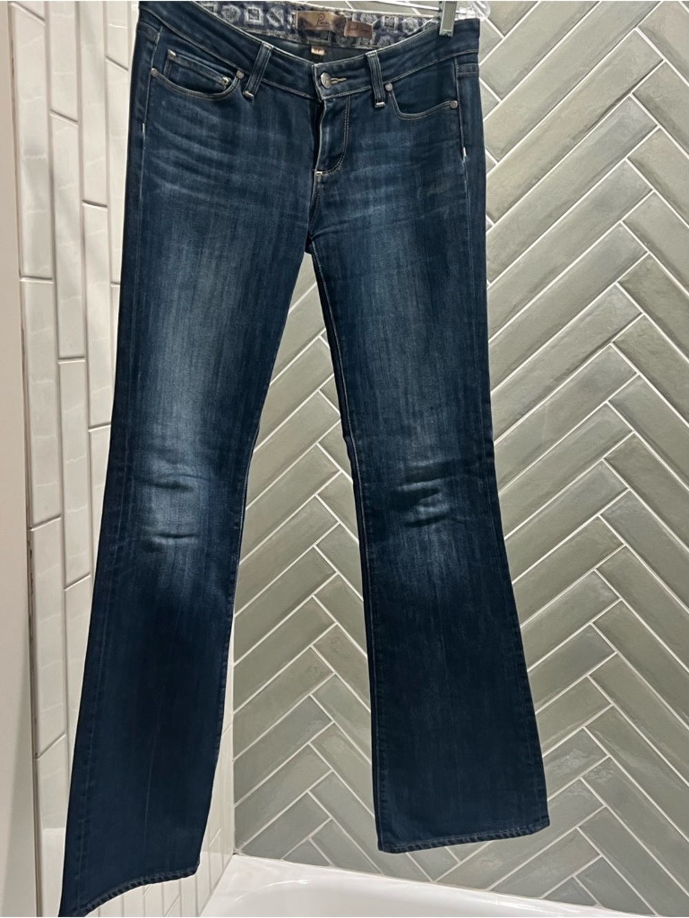 PAIGE Low Rise Dark Indigo Bootcut Jeans